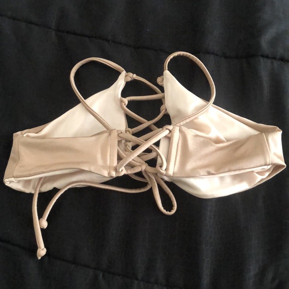 Nude Criss Cross Strap Halter Bikini Top - Picture 2 of 2